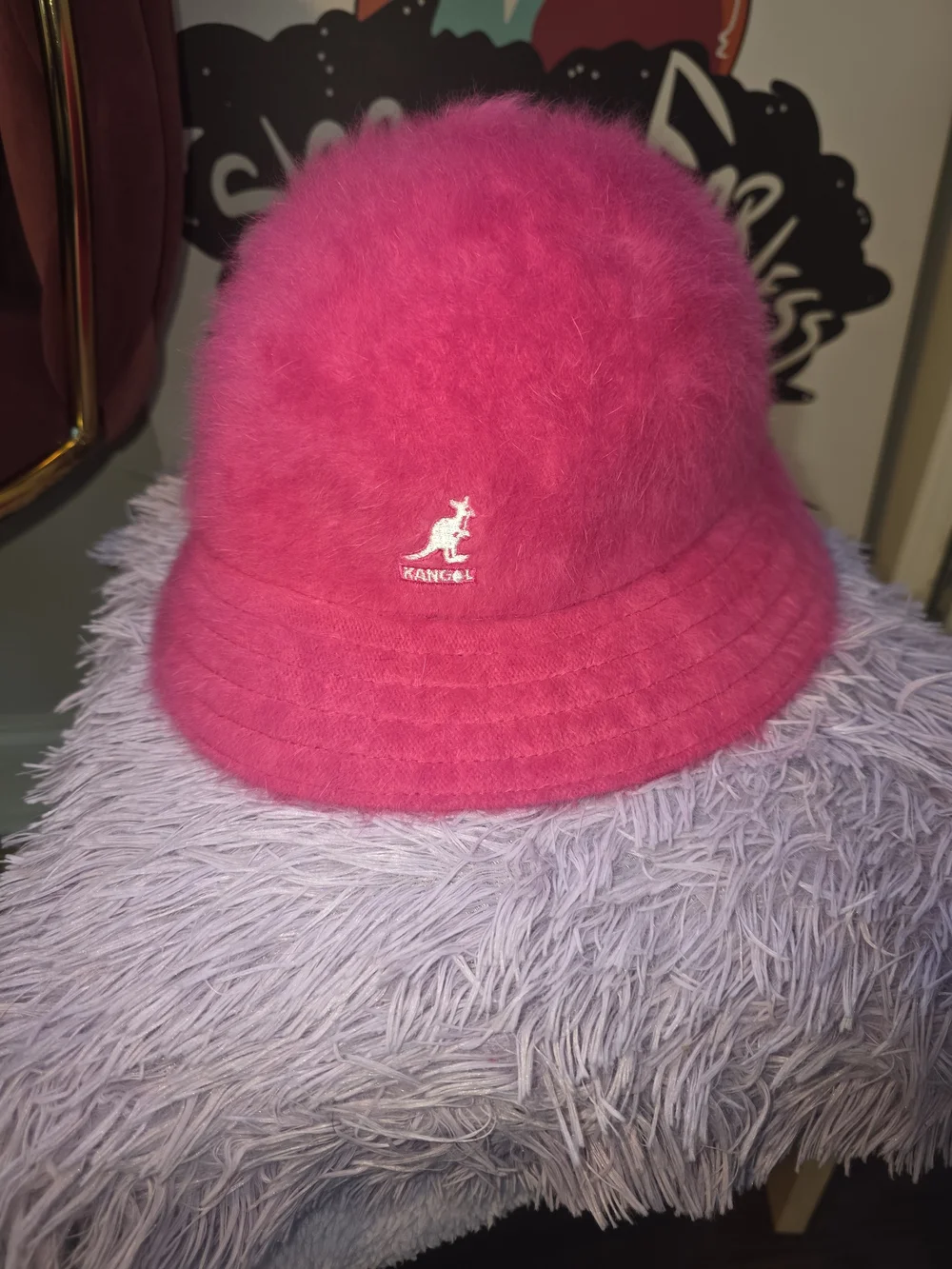 Kangol Women's Fuzzy Pink Bucket Hat